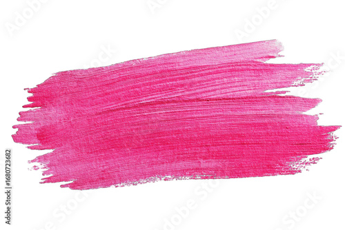 A bold, vibrant pink paint stroke