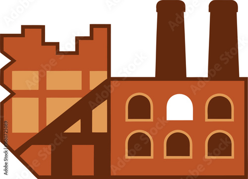 Old industrial factory building vector graphic