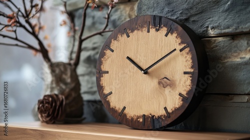 Wallpaper Mural Wooden clock display cozy interior home decor rustic environment close-up view timeless concept for aesthetic appeal Torontodigital.ca