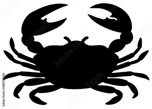 Crab Silhouette PNG isolated black vector illustration of sea crab for ocean, marine life, and seafood design