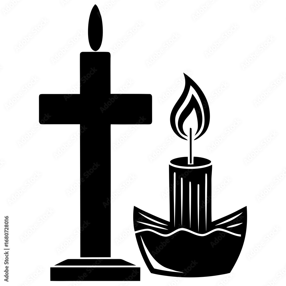 Fototapeta premium Easter candle cross vector silhouette 