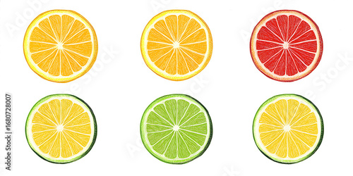 set of citrus fruits