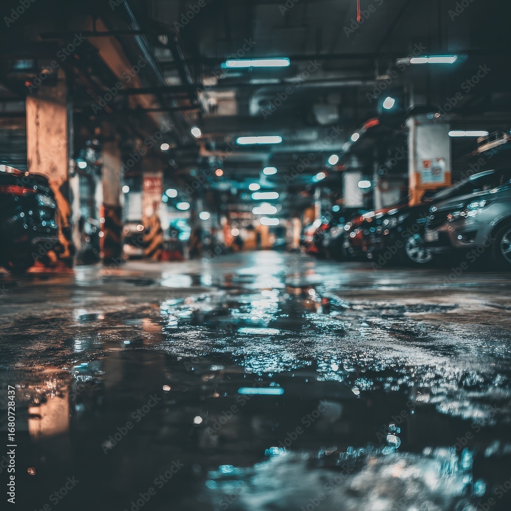custom made wallpaper toronto digitalUnderground parking lot with a puddle