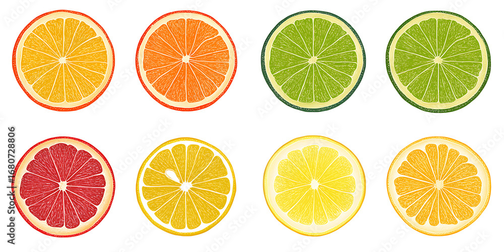 Fototapeta premium set of citrus fruit