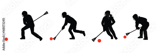 Female broomball player silhouette
