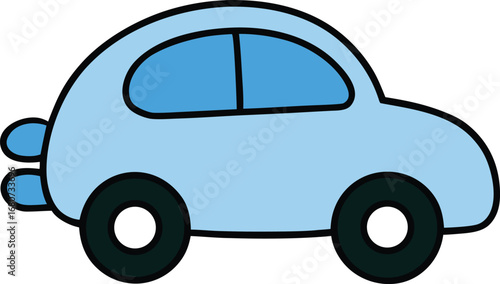 Cute blue cartoon automobile illustration