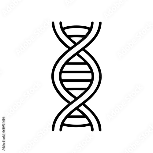 DNA double helix structure in minimalistic black line art  