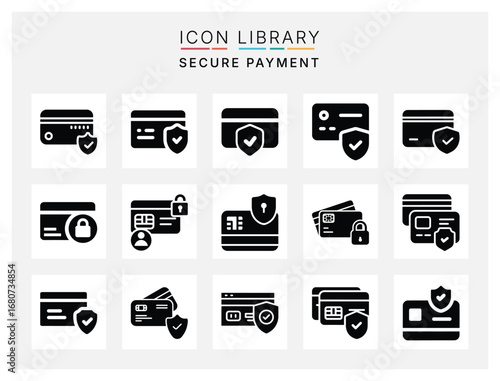 Modern Secure Payment Icon Pack Including Credit Card, Digital Wallet, Online Banking, and Transaction Symbols