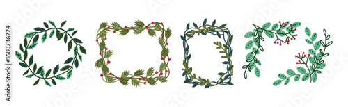 Decorative Twig and Branch Border and Element Vector Set