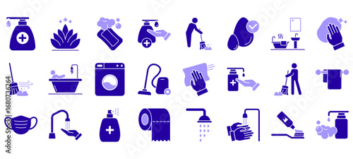 Set of hygiene Icons or symbols Vector fully editable file.