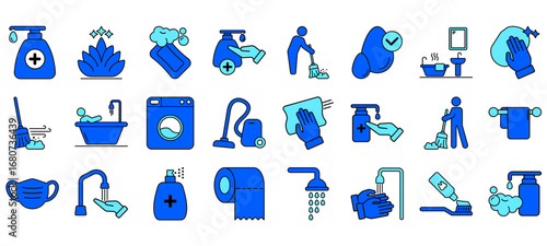 Set of hygiene Icons or symbols Vector fully editable file.