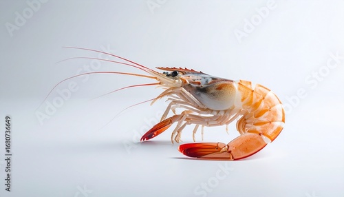 Minimalist stock photo of carabineros shrimp, placed on a clean white background