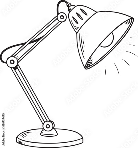 Vector Illustration of Desk Lamp Outline – Adjustable Study Light, Office Equipment, Minimal Line Art