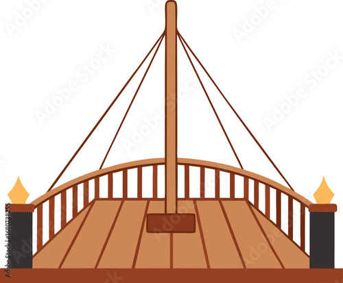 Stylized Wooden Ship Deck or Bridge View