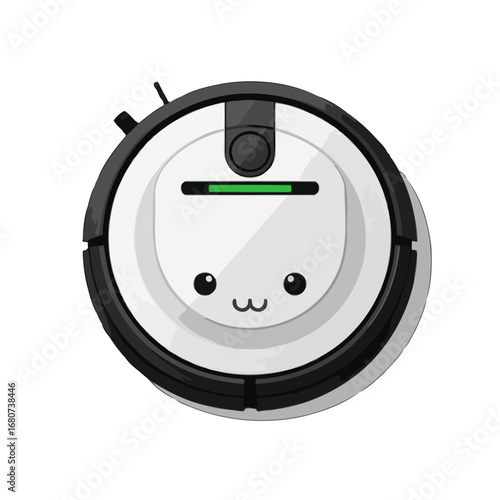 Vector art of cute robot vacuum cleaner with a smiling face