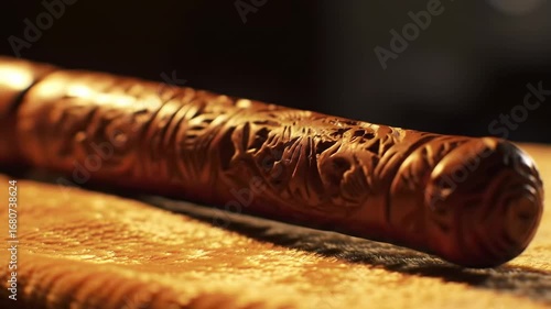 Wallpaper Mural Ornate wooden carving on a golden surface Torontodigital.ca