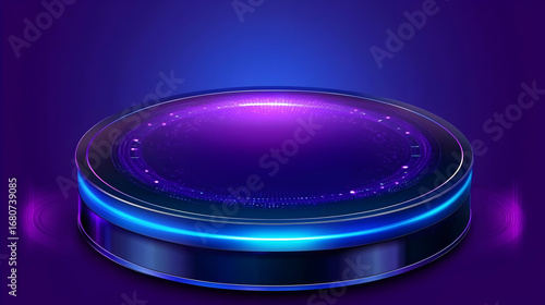 Abstract Glowing Dark Purple And Blue Round Platform