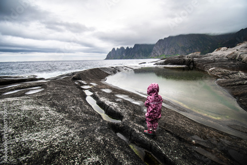 Baby traveler on Senja island, Norway