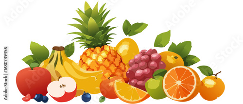 set of fruits banner vector graphic design