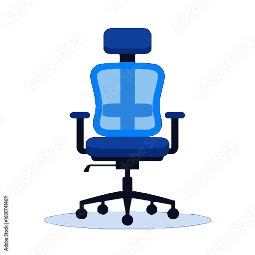 Illustration of a blue ergonomic office chair for comfortable work and posture