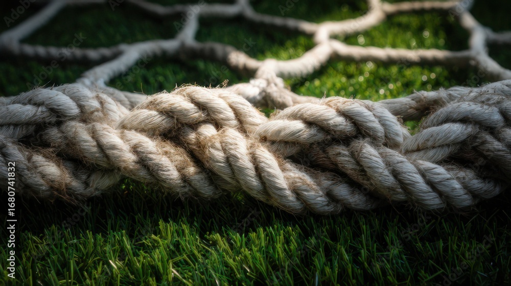 Fototapeta premium Braided Rope Texture on Grass