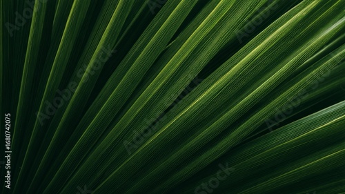 Radiant green palm leaf with vivid veins. Artificial intelligence image