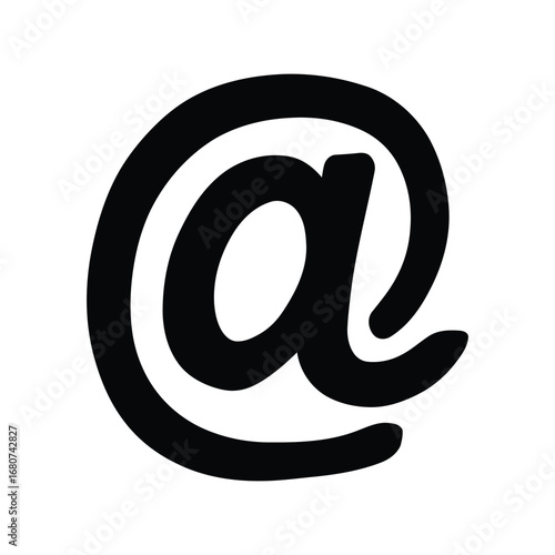 Bold hand drawn at symbol illustration for email communication and digital connection vector