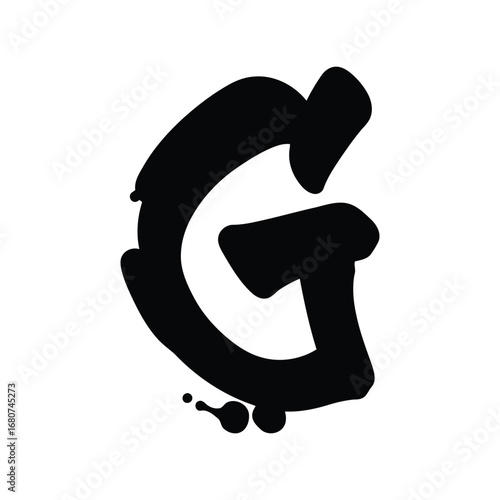 Graffiti style letter g hand painted urban art alphabet font splash design vector