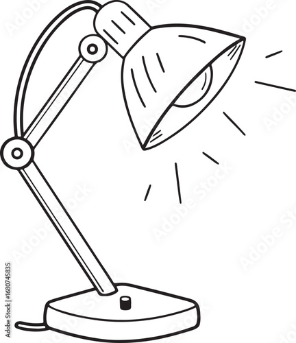 Vector Illustration of Desk Lamp Outline – Adjustable Study Light, Office Equipment, Minimal Line Art