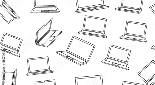 Laptop pattern background. Technology, computing, education, design, seamless, repeat, business, freelance, gadgets, communication, network, connection, information