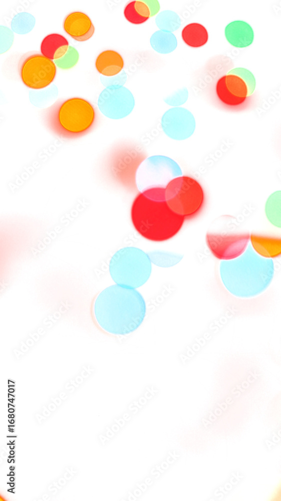 Fototapeta premium Colorful shiny glowing bokeh light overlay effect on transparent background design element