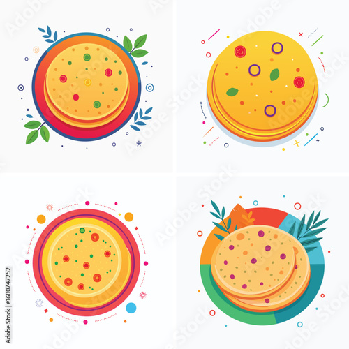Chapati a fun and colorful ensemble of mixed vector graphics, full of vivid tones and modern abstract design elements