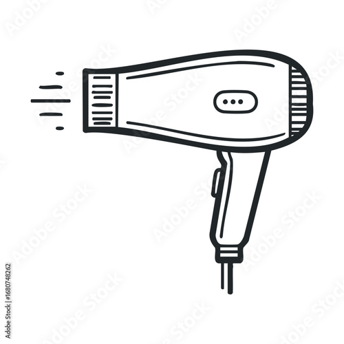 Hair dryer for personal grooming and styling at home. Vector illustration