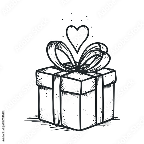 Heart topped gift box design for celebration occasions. Vector illustration