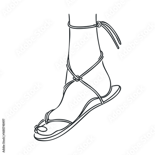 Elegant summer sandals with crisscross straps for warm weather style. Vector illustration