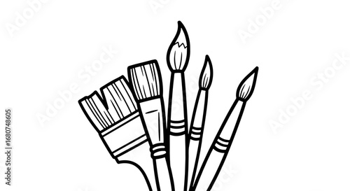 Paintbrushes illustration with varying sizes. Art supplies, drawing, creativity, painting, tools, education, design, craft, artistic, illustration, artist