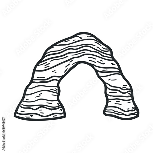 Unique rock formation resembling an arch in natural landscape settings. Vector illustration