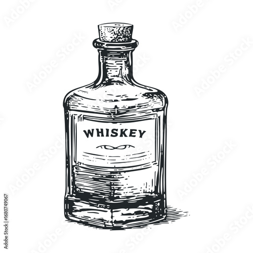 Classic whiskey bottle design for bar decor and advertising. Vector illustration