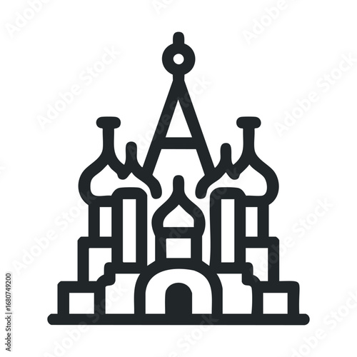 Architectural design of a grand castle with unique domes and spires. Vector illustration