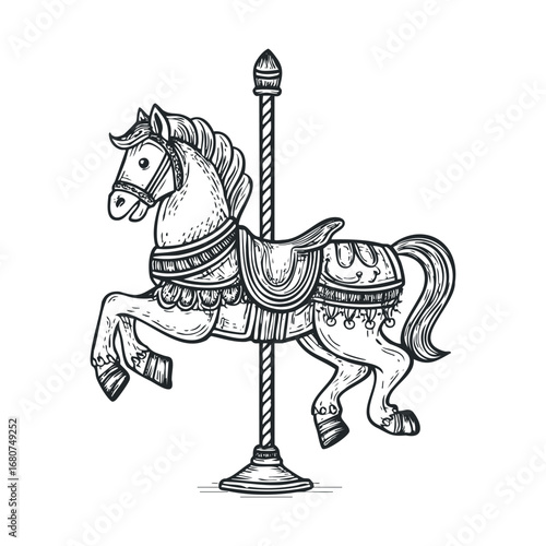 Vintage carousel horse design for festive celebrations and decoration. Vector illustration