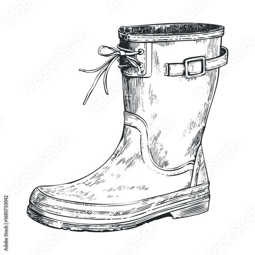 Classic rain boot design for wet weather and outdoor activities. Vector illustration