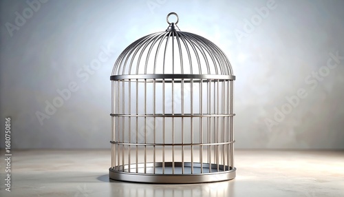 Empty metal birdcage