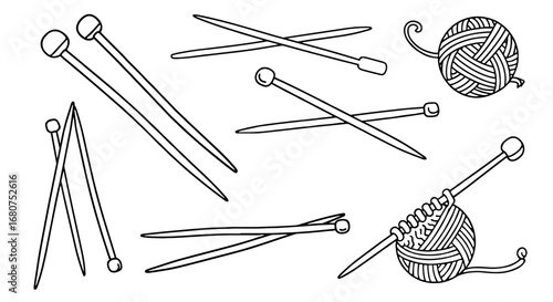 Knitting needles and yarn ball illustration. Knitting craft, hobby, art, needles, yarn, handmade, diy, craft, creative, wool, needles, knitting project