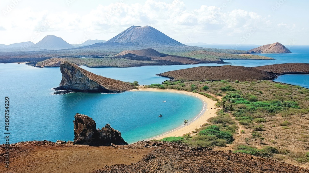 Naklejka premium Volcanic islands and turquoise bay