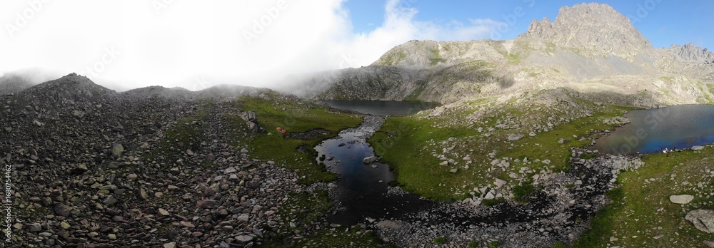 Fototapeta premium Aerial view of Kaçkar mountains and plateaus