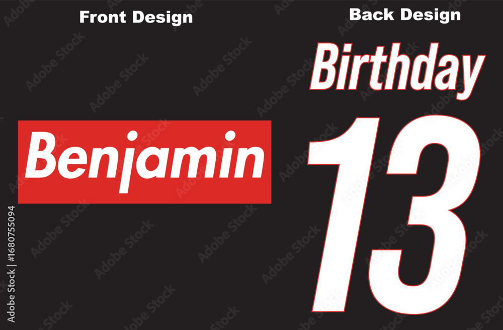 Obraz premium BENJAMIN birthday t-shirt design illustration.