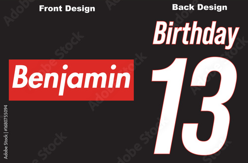 BENJAMIN birthday t-shirt design illustration.