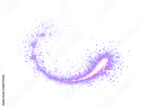 Foto Curving trail of purple sparkly particles isolated on transparent background