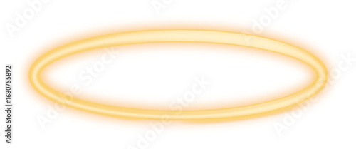 Glowing golden halo isolated on transparent background