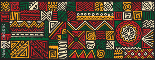 Hand drawn abstract african pattern ethnic background african style textile banner wallpaper wrapping